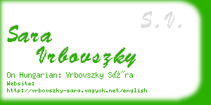 sara vrbovszky business card